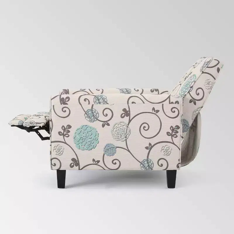 Sillón reclinable con respaldo, floral azul / verde azulado oscuro / humo / trigo, juego de 2