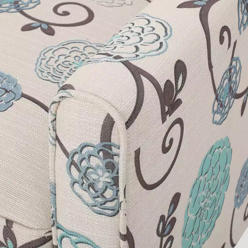 Sillón reclinable con respaldo, floral azul / verde azulado oscuro / humo / trigo, juego de 2