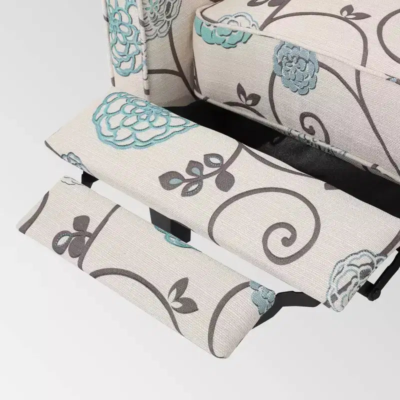 Sillón reclinable con respaldo, floral azul / verde azulado oscuro / humo / trigo, juego de 2