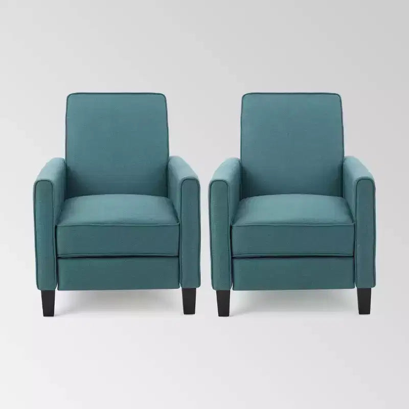 Sillón reclinable con respaldo, floral azul / verde azulado oscuro / humo / trigo, juego de 2