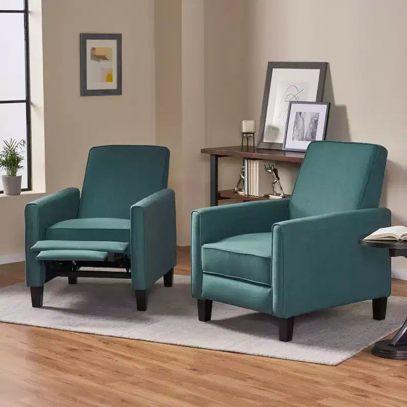 Sillón reclinable con respaldo, floral azul / verde azulado oscuro / humo / trigo, juego de 2