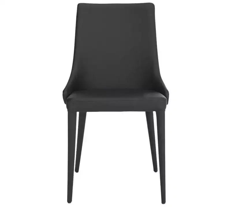 Sillón Lateral de Cuero, Respaldo Curvo sin Brazos, Juego de 2 — Beige / Negro / Crema / Gris / Blanco