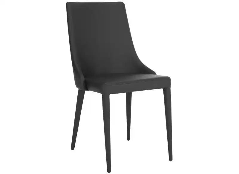 Sillón Lateral de Cuero, Respaldo Curvo sin Brazos, Juego de 2 — Beige / Negro / Crema / Gris / Blanco