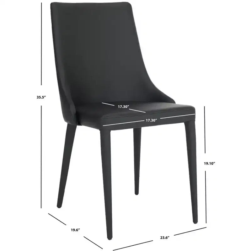 Sillón Lateral de Cuero, Respaldo Curvo sin Brazos, Juego de 2 — Beige / Negro / Crema / Gris / Blanco