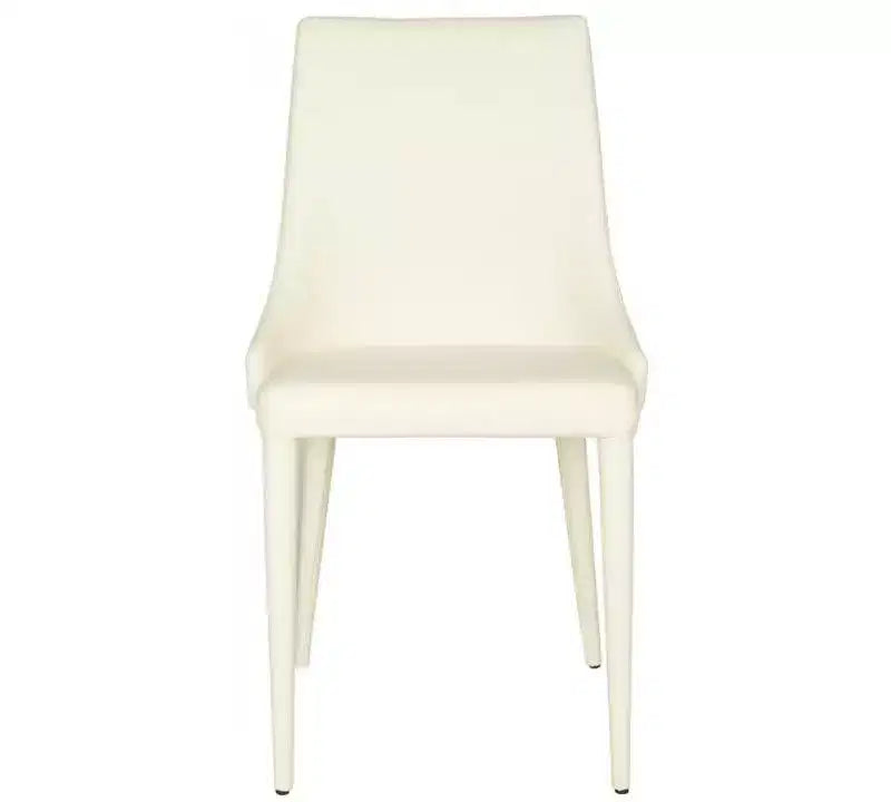 Sillón Lateral de Cuero, Respaldo Curvo sin Brazos, Juego de 2 — Beige / Negro / Crema / Gris / Blanco
