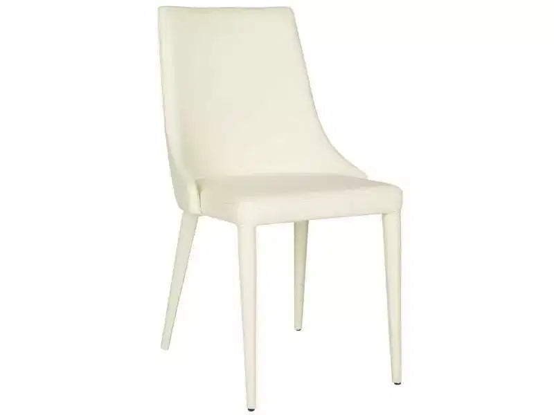 Sillón Lateral de Cuero, Respaldo Curvo sin Brazos, Juego de 2 — Beige / Negro / Crema / Gris / Blanco