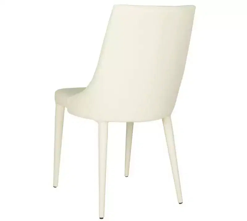 Sillón Lateral de Cuero, Respaldo Curvo sin Brazos, Juego de 2 — Beige / Negro / Crema / Gris / Blanco
