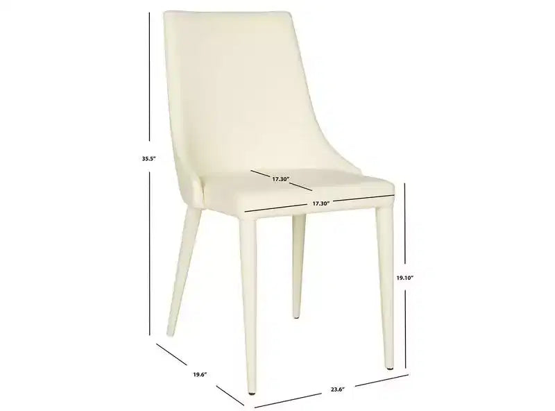 Sillón Lateral de Cuero, Respaldo Curvo sin Brazos, Juego de 2 — Beige / Negro / Crema / Gris / Blanco