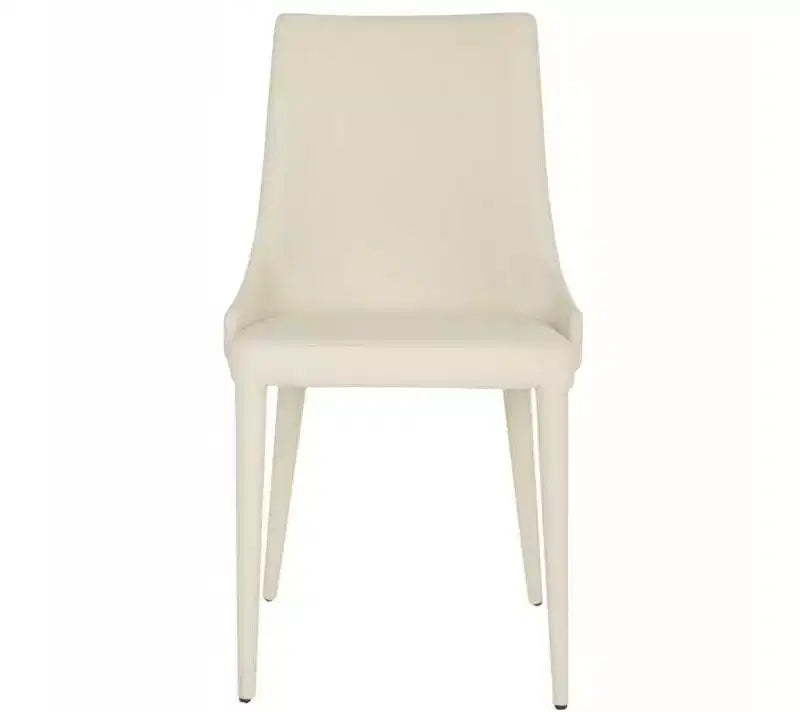 Sillón Lateral de Cuero, Respaldo Curvo sin Brazos, Juego de 2 — Beige / Negro / Crema / Gris / Blanco
