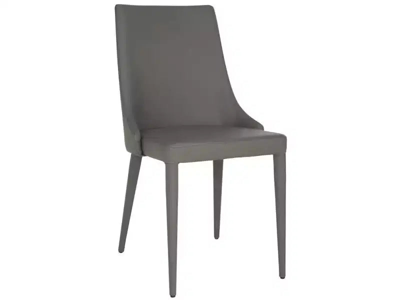 Sillón Lateral de Cuero, Respaldo Curvo sin Brazos, Juego de 2 — Beige / Negro / Crema / Gris / Blanco