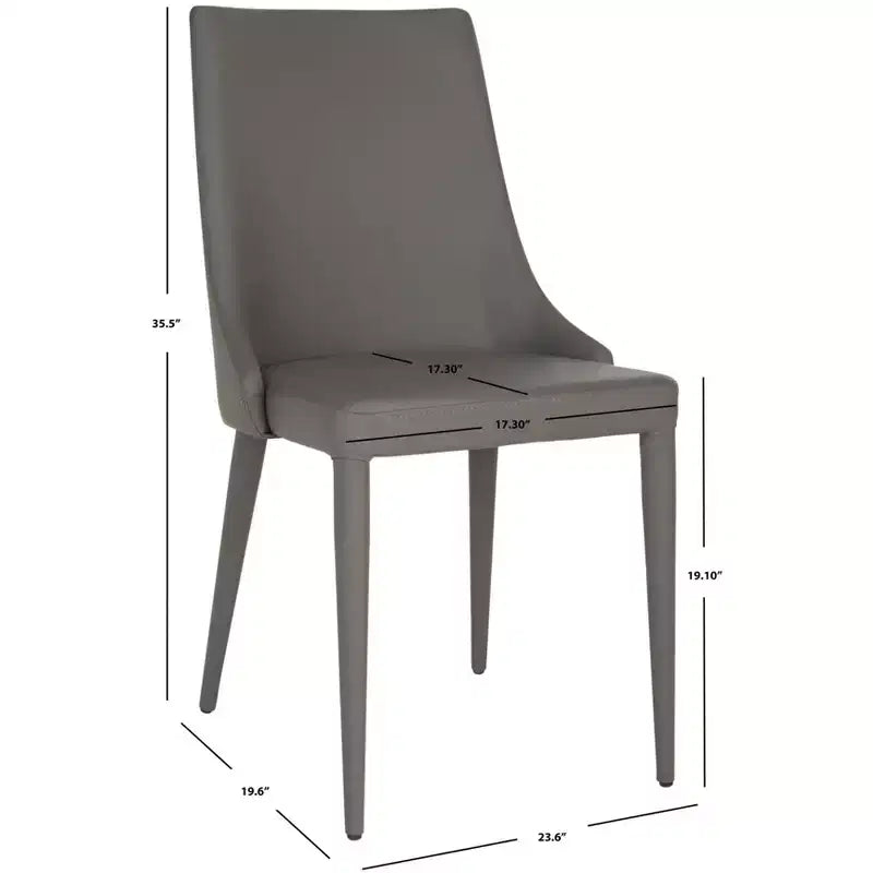 Sillón Lateral de Cuero, Respaldo Curvo sin Brazos, Juego de 2 — Beige / Negro / Crema / Gris / Blanco