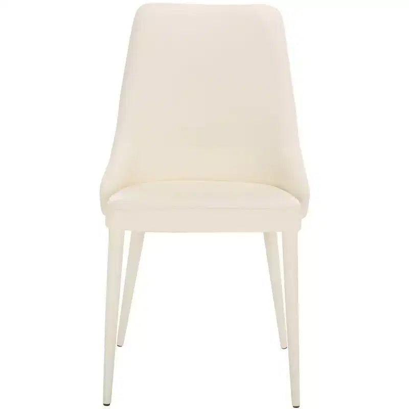 Sillón Lateral de Cuero, Respaldo Curvo sin Brazos, Juego de 2 — Beige / Negro / Crema / Gris / Blanco