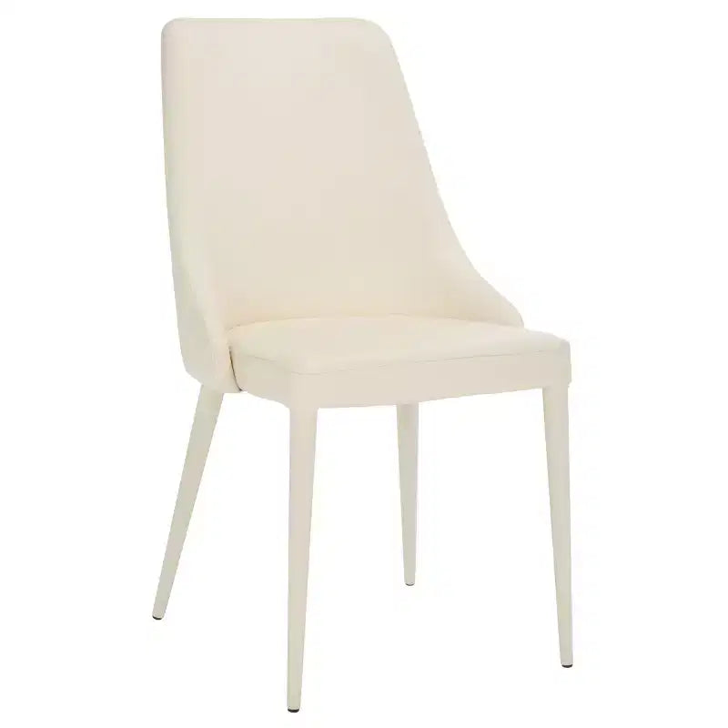 Sillón Lateral de Cuero, Respaldo Curvo sin Brazos, Juego de 2 — Beige / Negro / Crema / Gris / Blanco