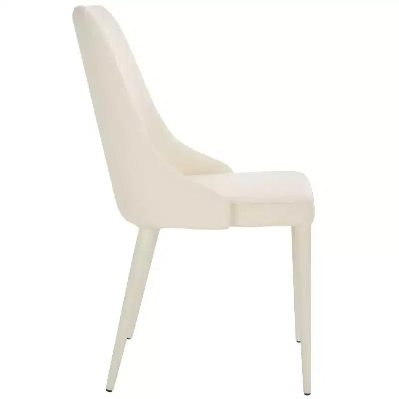 Sillón Lateral de Cuero, Respaldo Curvo sin Brazos, Juego de 2 — Beige / Negro / Crema / Gris / Blanco