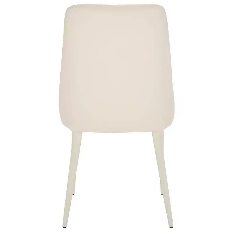 Sillón Lateral de Cuero, Respaldo Curvo sin Brazos, Juego de 2 — Beige / Negro / Crema / Gris / Blanco