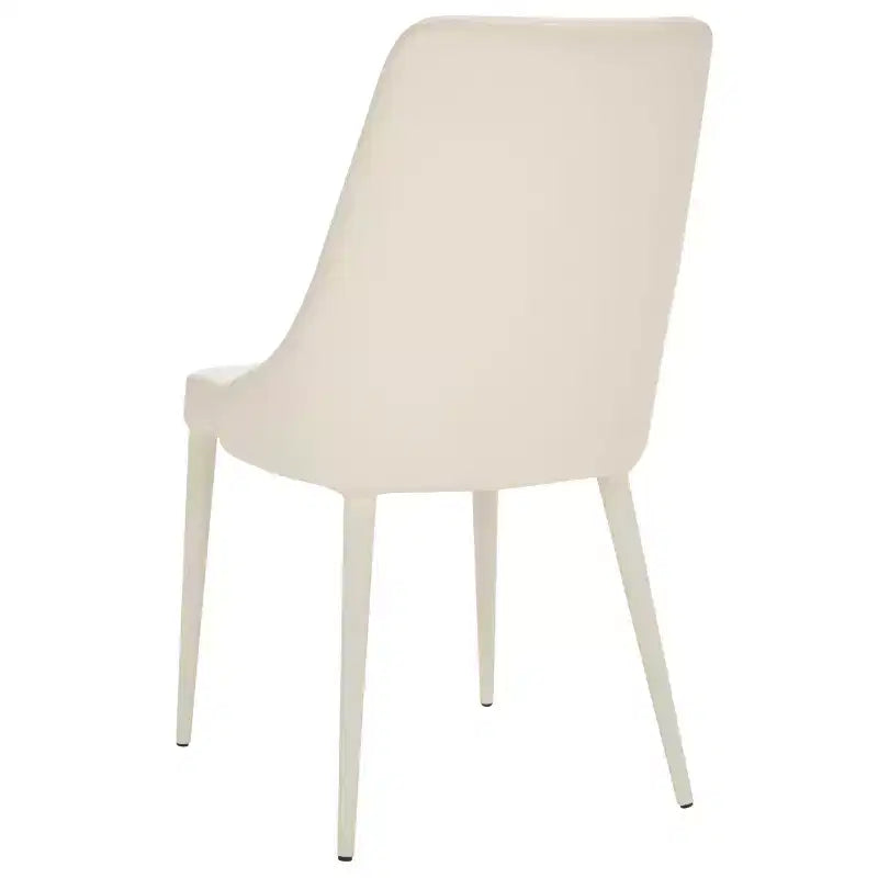 Sillón Lateral de Cuero, Respaldo Curvo sin Brazos, Juego de 2 — Beige / Negro / Crema / Gris / Blanco