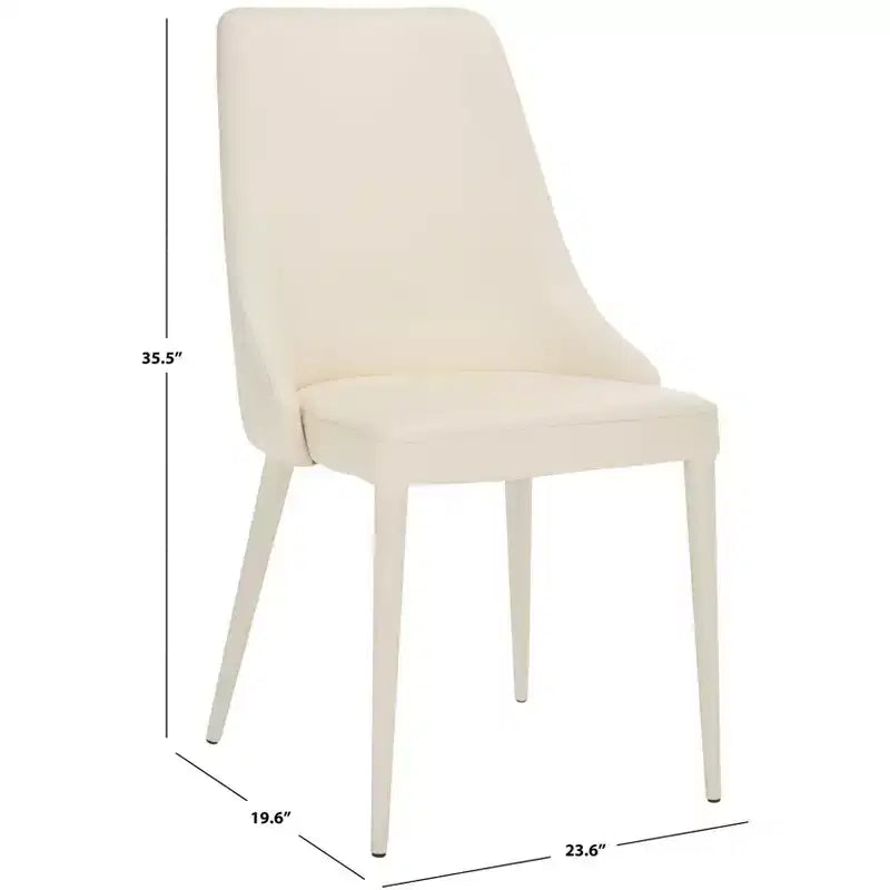 Sillón Lateral de Cuero, Respaldo Curvo sin Brazos, Juego de 2 — Beige / Negro / Crema / Gris / Blanco