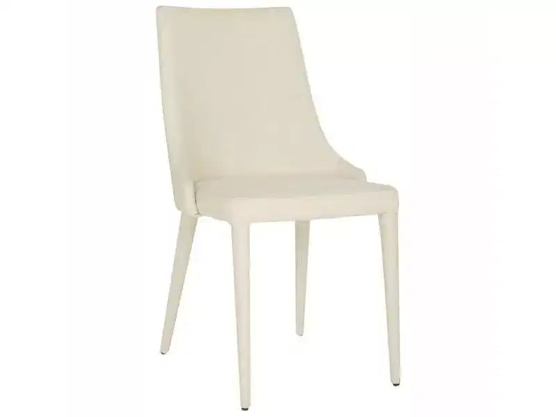 Sillón Lateral de Cuero, Respaldo Curvo sin Brazos, Juego de 2 — Beige / Negro / Crema / Gris / Blanco