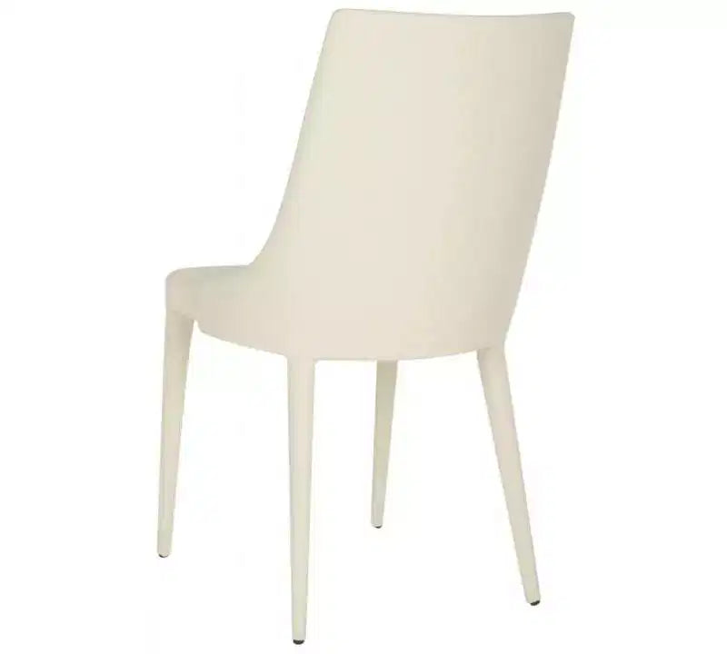 Sillón Lateral de Cuero, Respaldo Curvo sin Brazos, Juego de 2 — Beige / Negro / Crema / Gris / Blanco