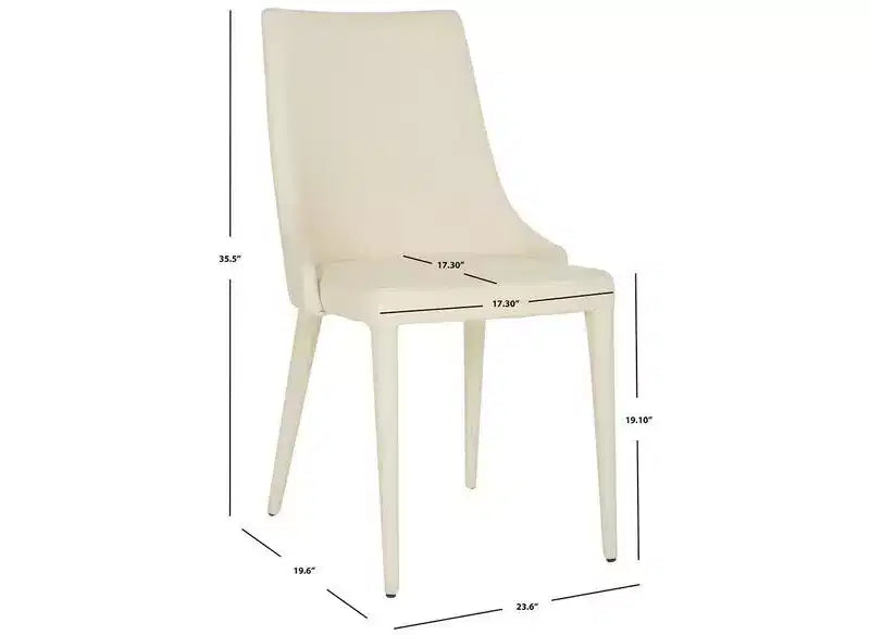 Sillón Lateral de Cuero, Respaldo Curvo sin Brazos, Juego de 2 — Beige / Negro / Crema / Gris / Blanco