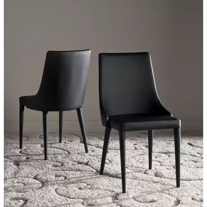 Sillón Lateral de Cuero, Respaldo Curvo sin Brazos, Juego de 2 — Beige / Negro / Crema / Gris / Blanco