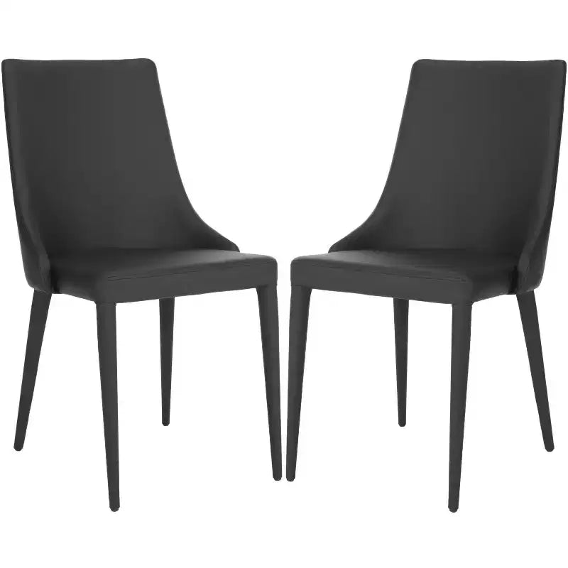 Sillón Lateral de Cuero, Respaldo Curvo sin Brazos, Juego de 2 — Beige / Negro / Crema / Gris / Blanco