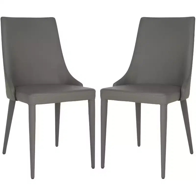 Sillón Lateral de Cuero, Respaldo Curvo sin Brazos, Juego de 2 — Beige / Negro / Crema / Gris / Blanco