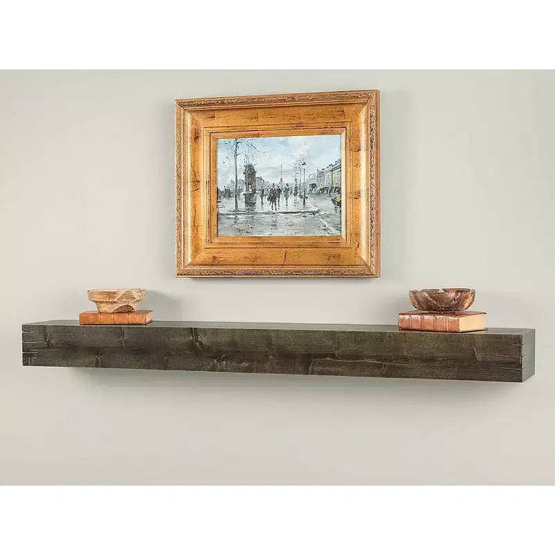 Repisa de madera flotante transparente/gris ahumado – 36 o 48 pulg., instalación para 1 persona