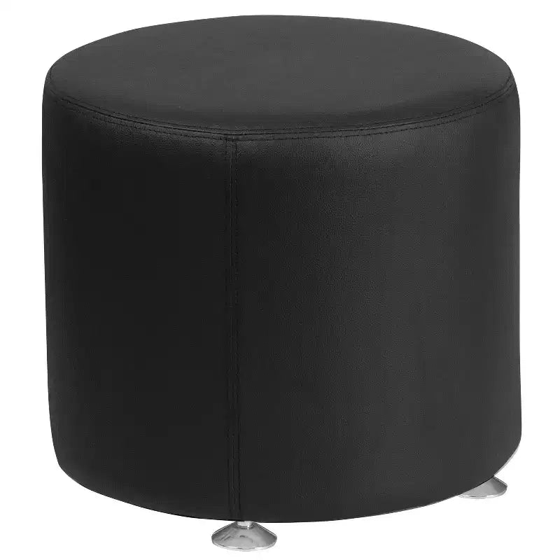 Puf redondo blanco/negro Melrose – Estilo contemporáneo, Asiento individual