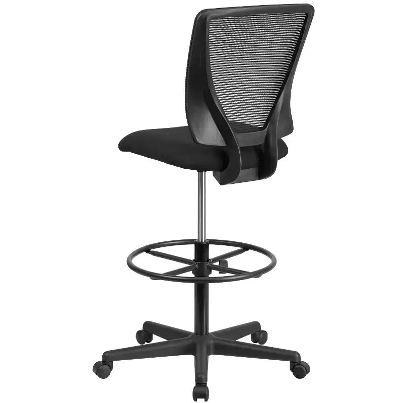 Silla de dibujo de malla negra sin brazos, de respaldo medio, para 1 persona